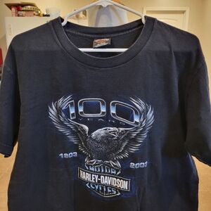 🏍EUC~HARLEY-DAVIDSON TEE 100 YEARS. HOUSE OF HARLEY WISCONSIN